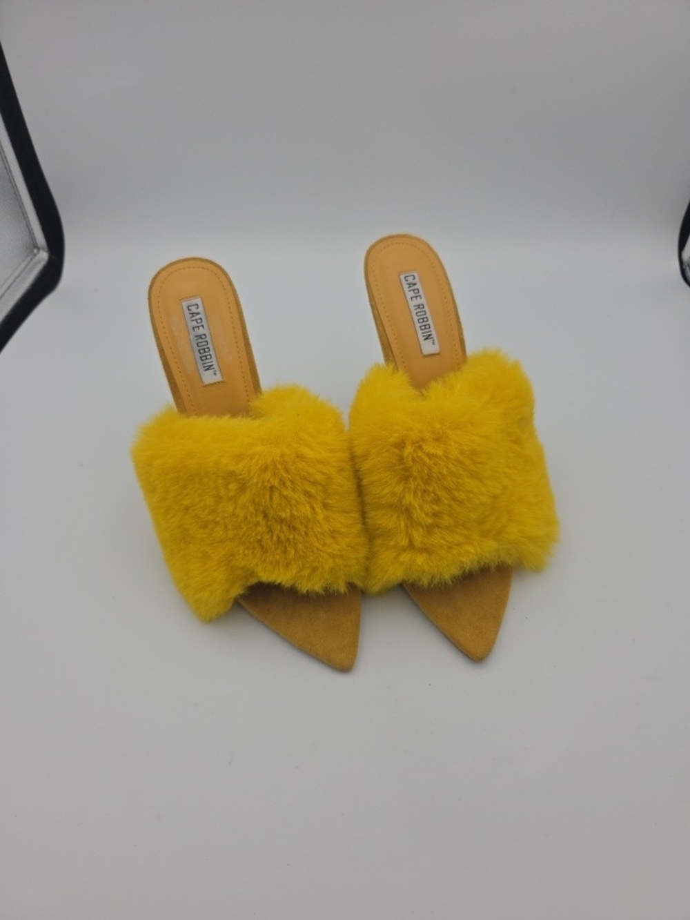 Cape Robbin Yellow Fuzzy Slide Mules Size 8